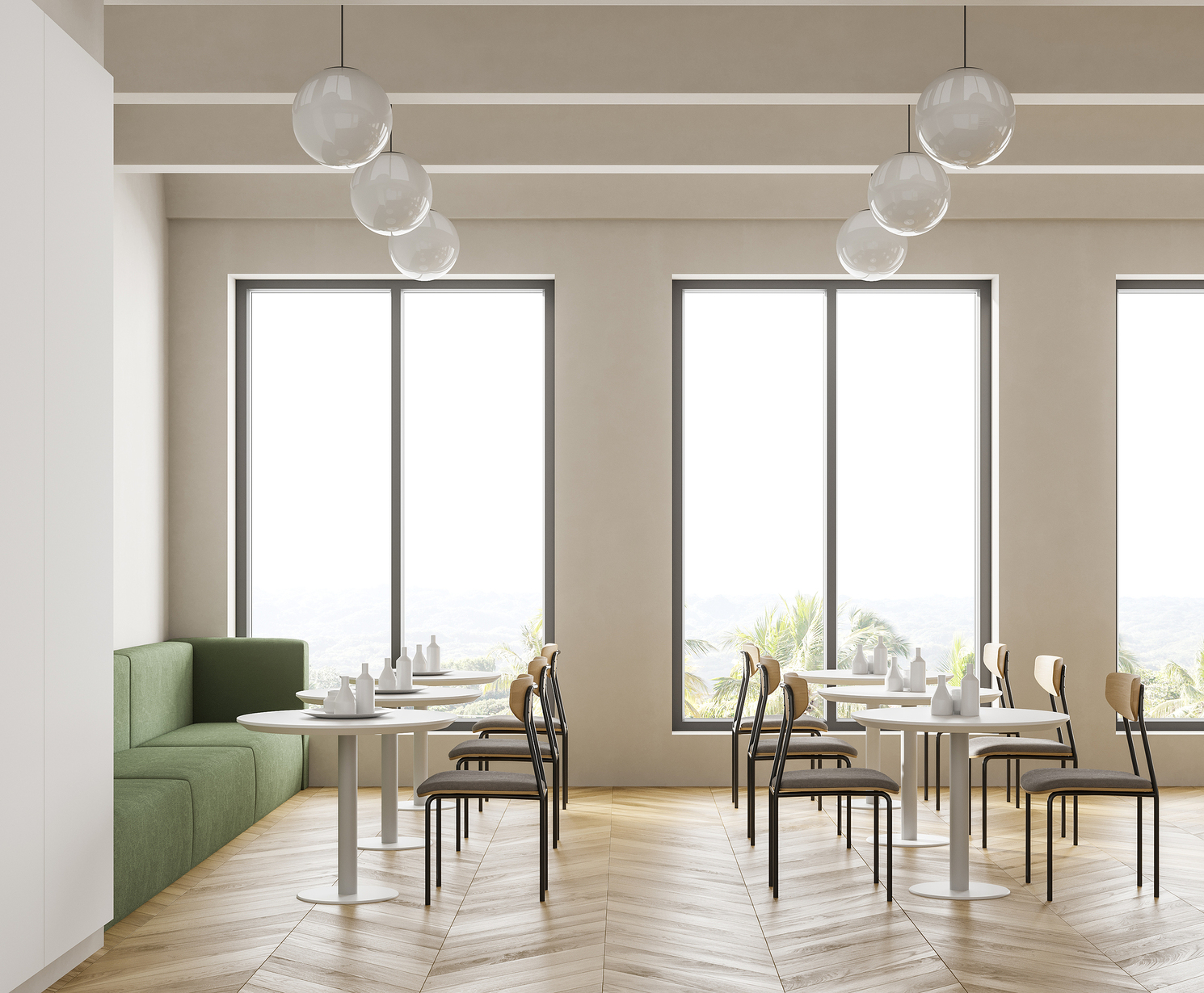 empty restaurant showing robotic usage options