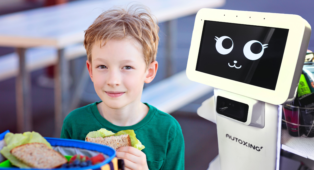 Delivery robot serves lunch to a student